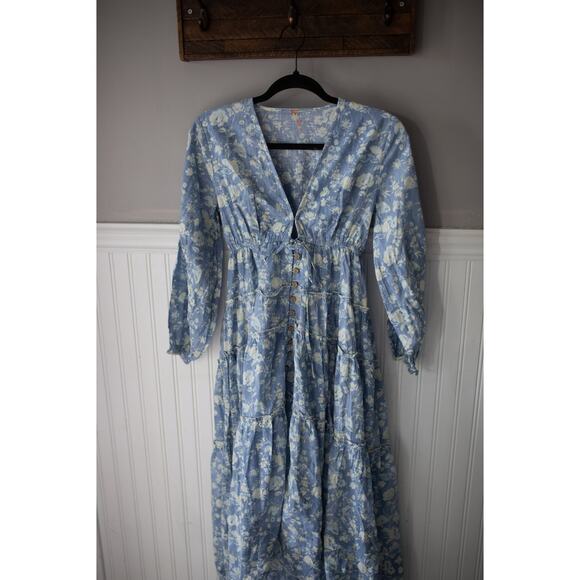 Free People Pappiet Midi Dress Floral XS NEW - Picture 2 of 4